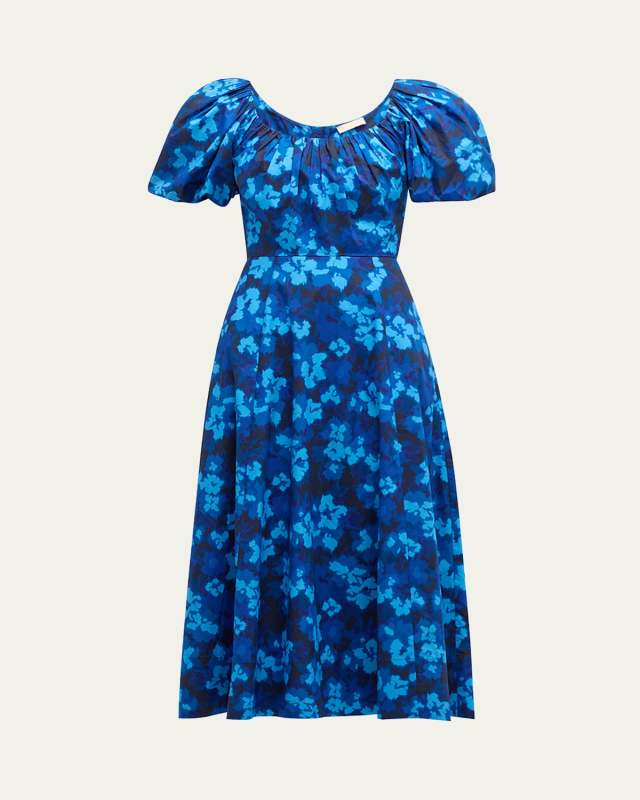 Imara Floral Short-Sleeve Midi Dress